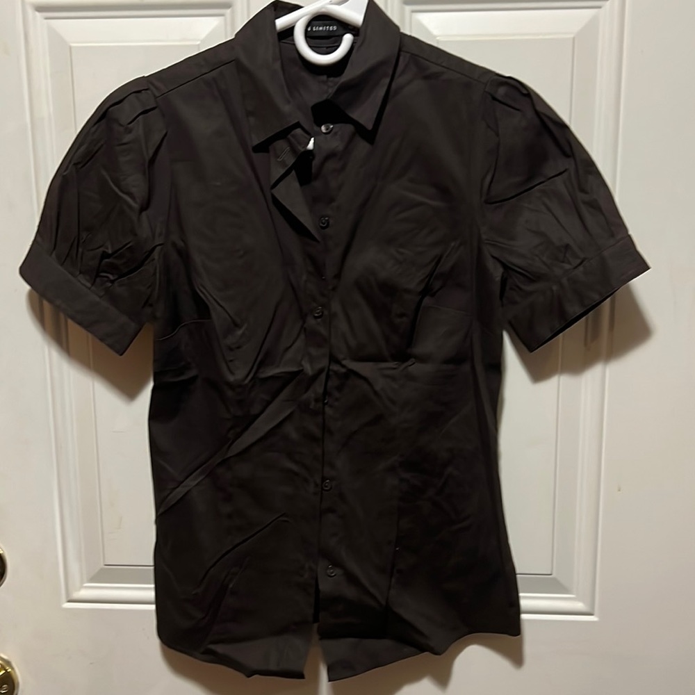 New with Tags The Limited Dark Brown Button Up Blouse Size XS